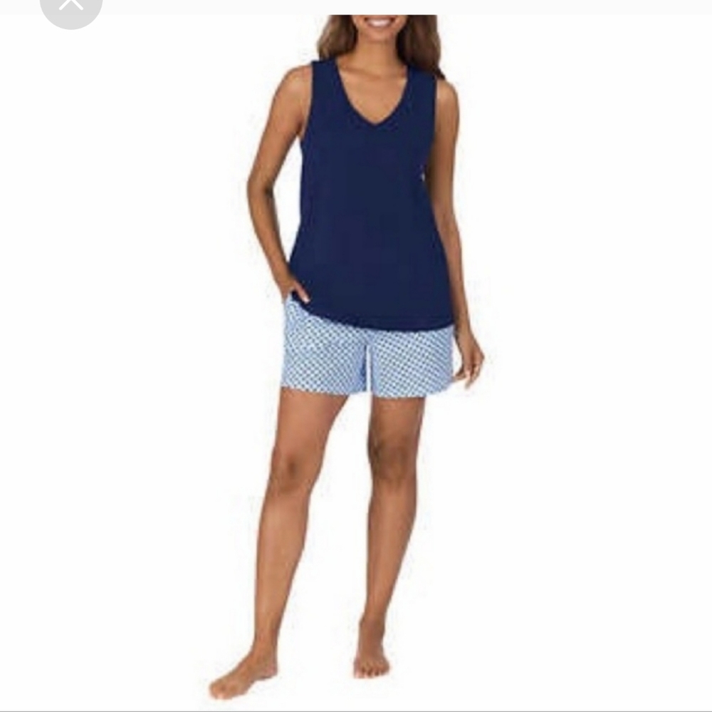 Carole Hochman Cotton 4pc Pajama Set short sleeve tank tee capri… - Picture 4 of 10